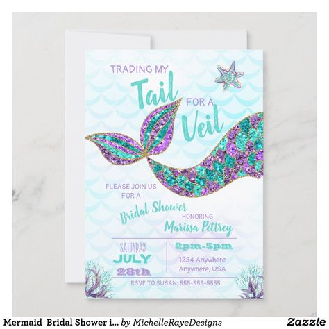 Mermaid Chalkboard, Mermaid Bridal Showers, Glitter Bridal Shower, Bridal Shower Invitations Printable, Rustic Bridal Shower Invitations, Mermaid Invitations, Glitter Invitations, Bridal Shower Tea, Floral Bridal Shower Invitations