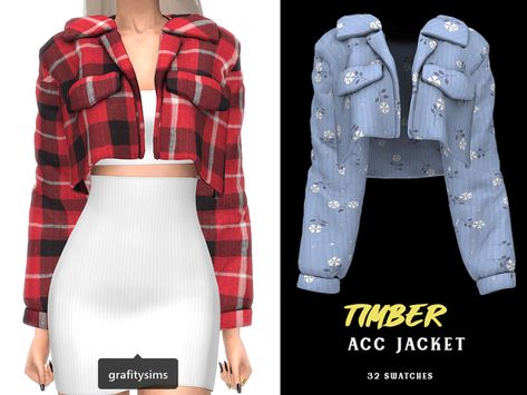 Timber ACC Jacket Cute Dresses Sims 4 Cc, Sims 4 Cc Valentines Day Clothes, Ts4 Cc Outfits, Alpha Cc, Sims Clothes, Cc Clothes, Sims 4 Game Mods, Sims 4 Teen, Sims 4 Dresses