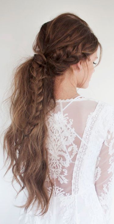 Get NYE Ready With 3 Hair Tutorials From Lindsey Pengelly! | Braids, Boho and Romantic Romantic Braid, Hair Things, Bohemian Hairstyles, Bride Hair, Trending Hairstyles, Boho Hairstyles, Braided Ponytail, Messy Hairstyles, Hair Dos