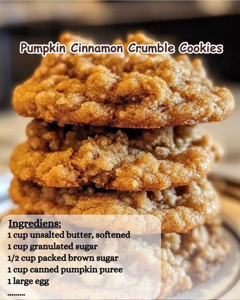 Crumble Cookie Recipe, Crumble Cookies, Pumpkin Cookie Recipe, Cinnamon Crumble, Recipes Pumpkin, Pumpkin Cookie, Eat Cookies, Sweets Cake, Pumpkin Cookies