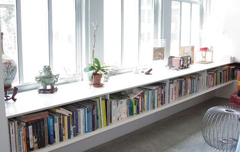 Long and low shelving is my favourite. Long Low Bookcase, Low Bookshelf, Modern Loft Apartment, Brown Bookcase, Low Bookshelves, Prince Arthur, Low Bookcase, Florida Room, Bookshelf Design