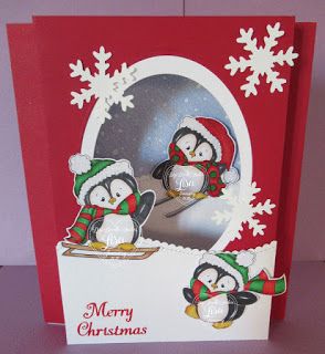 Penguin Christmas Cards, Penguin Cards, Creative Christmas Cards, Chrismas Cards, Christmas Shadow Boxes, Penguin Christmas, Christmas Challenge, Welcome Aboard, Christmas Penguin