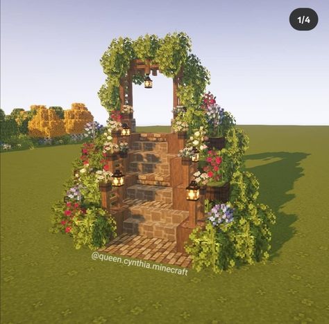 Beehive Build Minecraft, Minecraft Stair Ideas Outside, Staircase Minecraft Interior, Minecraft Woodland Cottage, Minecraft Staircase Design Outside, Cute Minecraft Stairs, Mc Staircase, Minecraft Hillside House Ideas, Staircase Ideas Minecraft