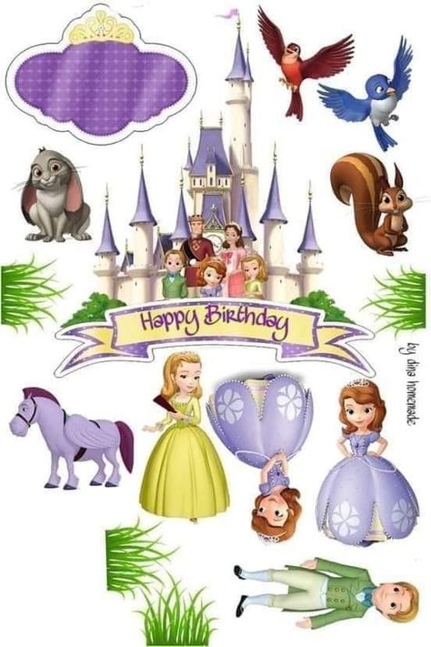 Sofia The First Printable Stickers, Sofia Cartoon, Sofia The First Cake Topper, Topper Kue, Sofia The First Cake, Disney Princess Cake Topper, Sofia Cake, Cake Topper Printable, Sofia The First Birthday Party