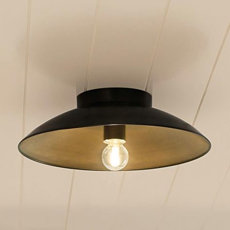 Kira 1 Light Flush Mount Black Cover Ugly Light Fixture, Flush Mount Kitchen Lighting, Black Flush Mount Light, Hallway Light Fixtures, Brass Interior, Modern Flush Mount, Kitchen Ceiling Lights, Semi Flush Lighting, Flush Mount Light