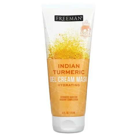 Freeman Beauty, Hydrating Indian Turmeric Gel Cream Beauty Mask, 6 fl oz (175 ml) Freeman Mask, Gel Face Mask, Aloe Gel, Beauty Mask, Single Origin, Evening Primrose Oil, Skin Care Mask, Hydrating Mask, Evening Primrose