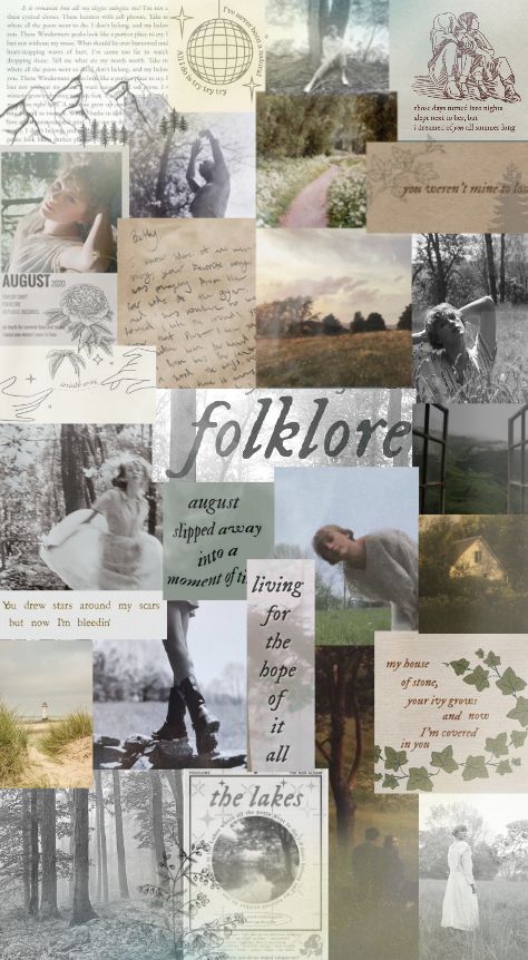 Taylor Swift Folklore Wallpaper Collage, Folklore Phone Background, Folklore Aesthetic Collage, Aesthetic Folklore Wallpaper, Folklore Themed Wallpaper, Folklore Album Wallpaper, Folklore Taylor Swift Moodboard, Folklore Collage Wallpaper, Taylor Swift Collage Folklore