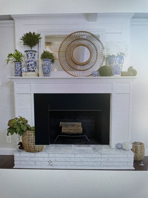 Grand Millennial Fireplace Decor, Fireplace Mantle Decor, Grand Millennial, Blue And Grey, Fireplace Mantle, Mantle Decor, Fireplace Decor, Fireplace, Grey