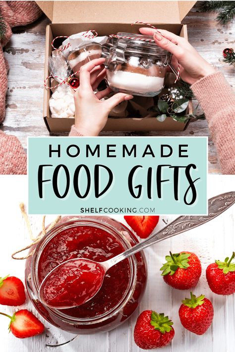 These 20 homemade food gifts are easy, cheap, and quick! They'll be a crowd favorite and they won't break the bank, Win-Win! Food Gift Box Ideas Easy Diy, Homemade Christmas Gifts For Large Groups, Homemade Bulk Christmas Gifts, Homemade Gifts People Actually Want, Bulk Gift Ideas, Diy Christmas Gifts Food, Shelf Cooking, Mexican Hot Chocolate Recipe, Easy Gift Idea