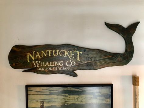 Nantucket Whaling Co. Rustic Wooden Sign - DIY Wooden Whale Folk Art Whale, Whale Sign, Cape Cod Decor, Wood Whale, Whale Tale, Chalk Crafts, Whale Decor, Whale Wall Art, Wooden Whale