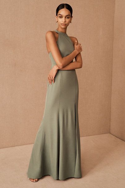 Bhldn Bridesmaid Dresses, Crepe Maxi Dress, Charmeuse Dress, Bhldn Dresses, Bhldn Dress, Anthropologie Wedding, Beautiful Maxi Dresses, Green Gown, Maxi Bridesmaid Dresses