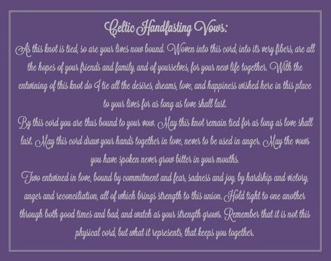 Handfasting Ceremony Vows | Celtic Handfasting Vows Handfasting Vows, Celtic Handfasting, Wiccan Wedding, Ceremony Script, Handfasting Ceremony, Wedding Ceremony Script, Pagan Wedding, Wedding Readings, Viking Wedding