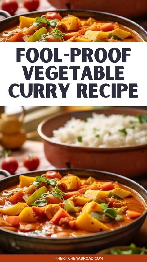 Discover the art of creating an authentic vegetable curry with this easy-to-follow recipe. Let coconut milk and an assortment of vegetables take center stage in this vegan-friendly dish, capturing the essence of Indian flavors in every bite. Yellow Vegetable Curry, Plant Based Curry Recipes, Easy Vegetable Curry Recipes, Easy Veg Indian Recipes, Vegetarian Curry Recipes Easy, Vegetable Curry Recipes Indian, Veggie Curry Recipes, Curry Veggies, Vegetarian Curry Recipes