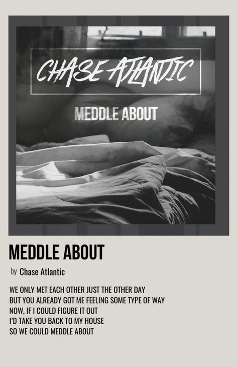 Meddle About Lyrics, Chase Atlantic Receipt, Chase Atlantic Poster Prints, Songs Posters Aesthetic, Chase Atlantic Posters Aesthetic, Chase Atlantic Wall Prints, Chase Atlantic Album Poster, Chase Atlantic Album Cover, Chase Atlantic Album Cover Poster