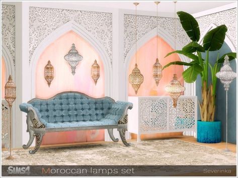 The Sims Resource: Moroccan lamps set by Severinka • Sims 4 Downloads Sims Finds, Interesting Houses, Moroccan Lamps, Cc Packs, Moroccan Ceiling, Cc Sims4, Mod Furniture, Moroccan Bedroom, Moroccan Lamp