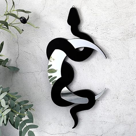 Weysat Black Snake and Crescent Moon Mirror Wall Decor Boho Hanging Mirrors Snake Decor Mirror Decorative Wall Art for Living Room Home Bathroom Bedroom Hallway (Silver) (Silver) Moon Mirror Wall Decor, Crescent Moon Mirror, Boho Mirrors, Hanging Mirrors, Gothic Mirror, Moon Mirror, Wall Decor Boho, Decorative Wall Art, Wall Art For Living Room