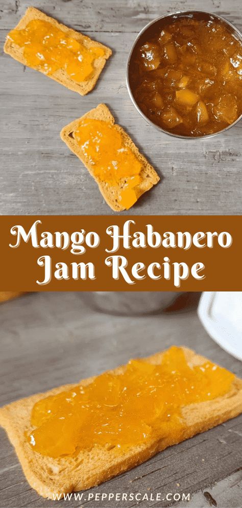 Mango Habanero Pepper Jelly, Mango Habanero Pepper Jelly Recipe, Things To Make With Habanero Peppers, Habanero Mango Jelly, Mango Habanero Jelly Recipe, Spicy Jam Recipes, Mango Habanero Jam Recipe, Mango Habanero Recipes, Mango Jalapeno Jam