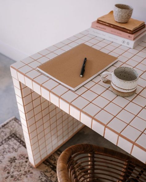 Diy Tile Console Table, Diy Table With Tiles, Tiled Console Table, Tiles Coffee Table, Tiled Bookshelf, Tiled Kitchen Table, Tiled Sideboard, Tiled Cabinet, Tile Table Top Diy