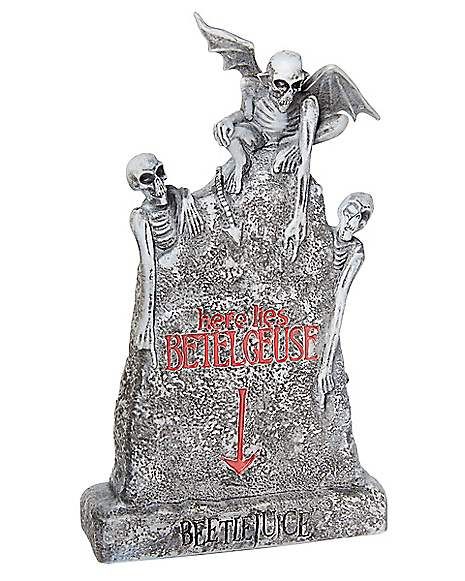 Beetlejuice Tombstone - Spirithalloween.com Beetlejuice Tombstone, Steampunk Womens Costume, Disney Baby Costumes, Halloween Beetlejuice, Beetlejuice Costume, Beetlejuice Sandworm, Light Up Costumes, Here Lies, Tiger Costume