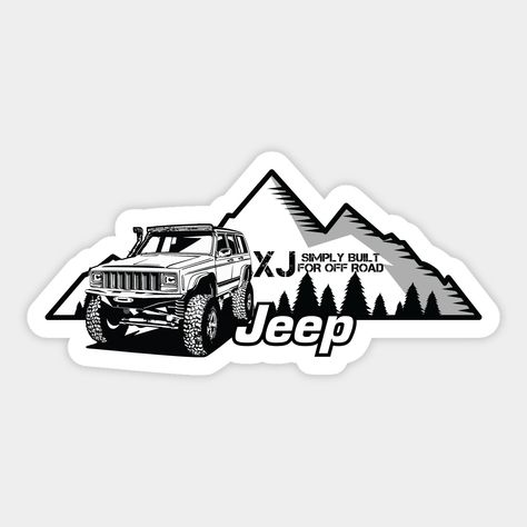 Built Jeep, Jeep Xj Mods, Jeep Stickers, Jeep Shirts, White Jeep, Jeep Xj, Jeep Cherokee Xj, Cartoon Painting, Jeep Life