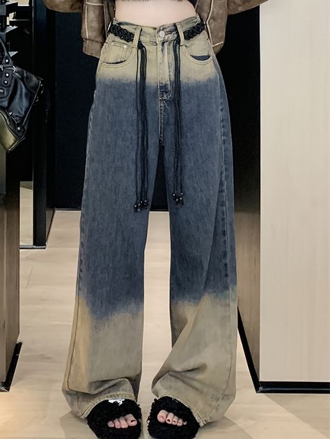 High Waist Ombre Color Block Vintage Washed Denim Jeans For Women, Casual Loose Fit Wide Leg Pants, Retro Distressed Streetwear, Versatile Fashion https://share.temu.com/WLixwjw2jLA via @shoptemu Distressed Streetwear, Ombre Jeans, Denim Jeans For Women, Ombre Color, Jeans For Women, Washed Denim, Women Denim Jeans, Leg Pants, Wide Leg Pants