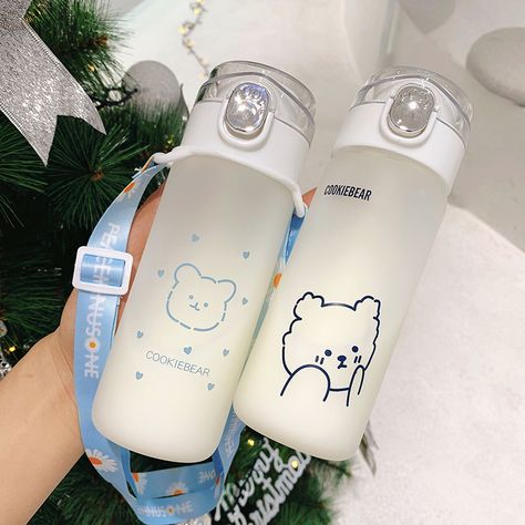 Cheap Water Bottles, Trendy Water Bottles, Bff Jewelry, Study Stationery, Cute Water Bottles, Beautiful Art Paintings, Kids Water Bottle, Botol Air, Glass Water Bottle