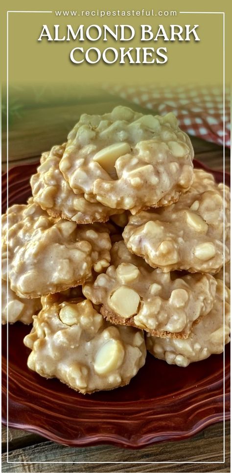 These Almond Bark Cookies are a simple, no-bake treat made with white almond bark, crunchy peanut butter, peanuts, mini marshmallows, and crispy rice cereal. Perfect for satisfying your sweet tooth with minimal effort! Almond Bark Cookies Peanut Butter, Ritz Crackers Peanut Butter Almond Bark, Almond Uses, Almond Bark Fudge Easy Recipes, Almond Bark Recipes White, White Almond Bark Recipes, Almond Bark Cookies, Almond Cookies Recipes, Cookies With Rice Krispies