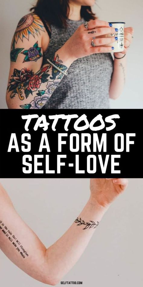 Tattoos As A Form Of Self-Love | Tattoos With Meaning #tattooideas #tattooideasforgirls #tattooideasforguys #womenstattoo #tattoodesign #tattoostyle Know Thy Self Tattoo, Shoulder Female Tattoo, Tattoos For Confident Women, I Am Loved Tattoo, Self Confidence Tattoo For Women, Self Compassion Tattoo, Self Empowerment Tattoo Ideas, Be True To Yourself Tattoo, Small Heart Tattoo On Hand