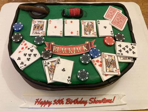 Blackjack Table, Vanilla Sponge Cake, Cake Vanilla, Cake Fondant, Vanilla Sponge, Bday Cake, Baked Goodies, Edible Images, Casino Party