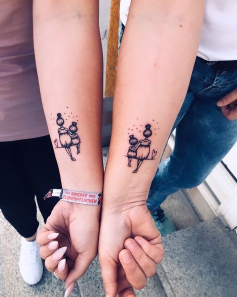 100 Mother-Daughter Tattoo Ideas to Show Mom How Much You Care Tattoo Designs For Mom And Daughter, Mother Memorial Tattoos Mom Flower, Mom With Daughter Tattoo, Mama Daughter Tattoos, Disney Mom And Daughter Tattoos, Disney Mother Daughter Tattoos, Tattoo Mum And Daughter, Mother Daughter Disney Tattoos, Mother Daughter Tattoos Disney