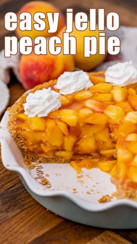 Fresh Peach Pie Filling With Jello, Peach Pie With Jello Recipe, Fresh Peach Pie With Jello, Peach And Strawberry Pie, Jello Fruit Pie, Jello Peach Pie Recipe, Jello Peach Pie, Fresh Peach Pie No Bake, No Bake Peach Pie Recipes