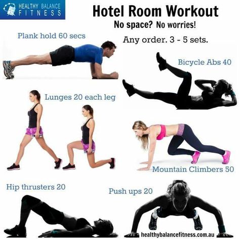 exercise you can do inside your hotel room Hotel Room Workout, Room Workout, Hotel Workout, No Excuses, Healthy Balance, Travel Workout, Keep Fit, I Work Out, Stubborn Belly Fat