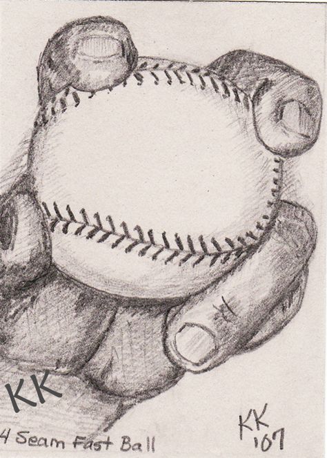 Four Seam Fastball ACEO, graphite Sport Sketches Drawings, Baseball Art Drawing, Baseball Sketches Drawing, Baseball Sketch, Baseball Drawing, Baseball Drawings, Sketchbook App, Prom Posters, Chicken Drawing