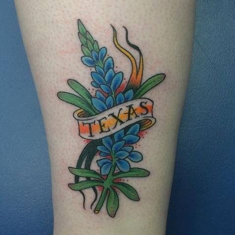 Texas American Traditional Tattoo, Traditional Texas Tattoo, Texas Tattoos Women, Texas Themed Tattoos, Hold Fast Tattoo, Bluebonnet Tattoo, Yucca Flower, Texas Tattoo, Mexico Tattoo