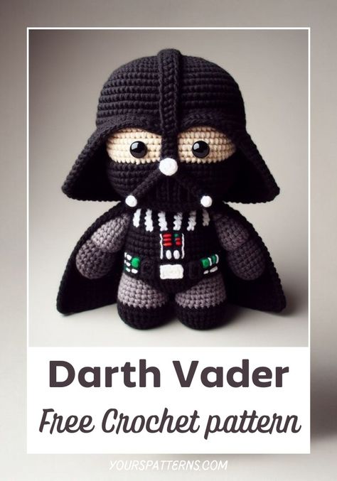 Darth Vader Darth Vader Crochet Pattern, Darth Vader Crochet Pattern Free, Crochet Darth Vader, Crochet Star Wars, Star Wars Crochet Patterns Free, Darth Vader Helm, Crochet Batman, Knitting Patterns Free Dog, Star Wars Crochet