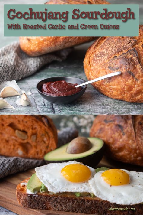 Gochujang Sourdough with Roasted Garlic and Green Onions is an adventure in every bite of this amazing loaf of bread. Gochujang Bread, Korean Bbq Ribs, Korean Chili Paste, Sour Dough, Loaf Of Bread, Bread Serving, Chili Paste, Bread Maker, Bbq Ribs