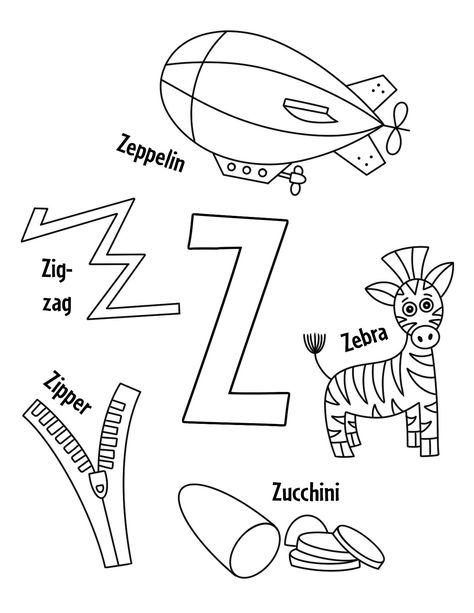 Z Is For, Free Preschool Printables Alphabet, Nursery Worksheet, Z Coloring Pages, Preschool Charts, Coloring Pages Ideas, Alphabet Activities Kindergarten, Letter Recognition Worksheets, Alphabet Crafts Preschool