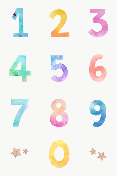 Watercolor Numbers, Abc Wall Art, Number Font, Baby Planner, Abc Art, Watercolor Backgrounds, Image Font, Free Illustration Images, Art Birthday Party