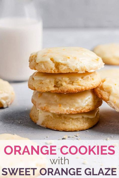 Orange Cookies, Grandma's Kitchen, Orange Glaze, Croatian Recipes, Brunch Dishes, Crinkle Cookies, Whoopie Pies, Soft Cookie, Orange Zest