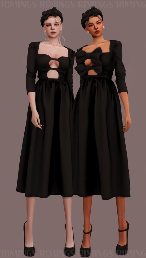 [RIMINGS] Split Long Dress & Ribbon Beret | Patreon Dress Ribbon, Split Long Dress, Normal Map, Sims 4 Downloads, Sims 1, Full Dress, Sims 4 Cas, Ts4 Cc, Sims 4 Cc Finds