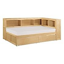 Bookcase Corner, White Platform Bed, Bed With Underbed, Corner Bed, Under Bed Storage Boxes, Twin Trundle, Bed In Corner, Bookcase Bed, Bookcase Headboard