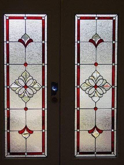 Glass Entry Doors, Victorian Stained Glass Panels, Glass Front Doors, Window Glass Design, Etched Glass Door, House Front Door Design, House Window Design, Internal Glass Doors, Entry Doors With Glass