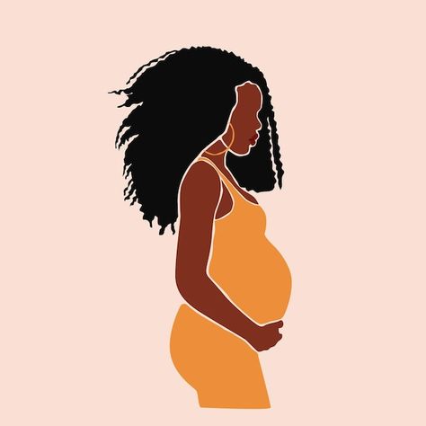 Black Motherhood, Abstract Illustration, Touching Herself, Hand Drawn Vector, Pregnant Women, Happy Mothers Day, Happy Mothers, Pretty Woman, Mother’s Day