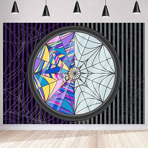 Gothic Backdrop, Spider Web Window, Window Photography, Gothic Photography, Halloween Room Decor, Fringe Backdrops, Horror Themes, Wall Banner, Birthday Photography