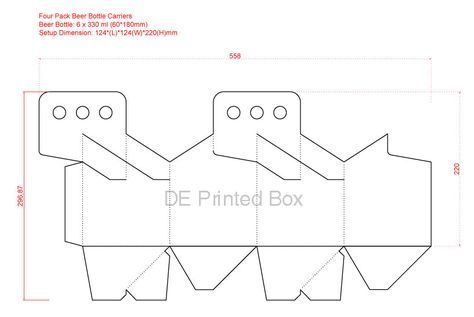 4 pack beer bottle carrier Drinks Branding, Beer Bottle Carrier, Beer Drawing, Beer Pack, Beer Carrier, Diy Beer, Drink Carrier, Cardboard Box Crafts, Packaging Template