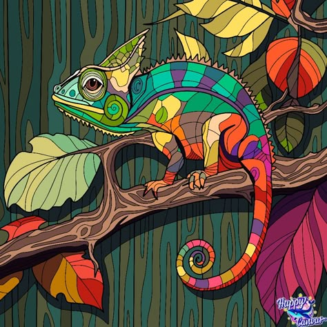 Chameleon Painting, Rock Painting Flowers, Chameleon Art, Pastel Poster, Chameleons, Canvas Drawings, Monster Concept Art, Impressionism Painting, Outline Art