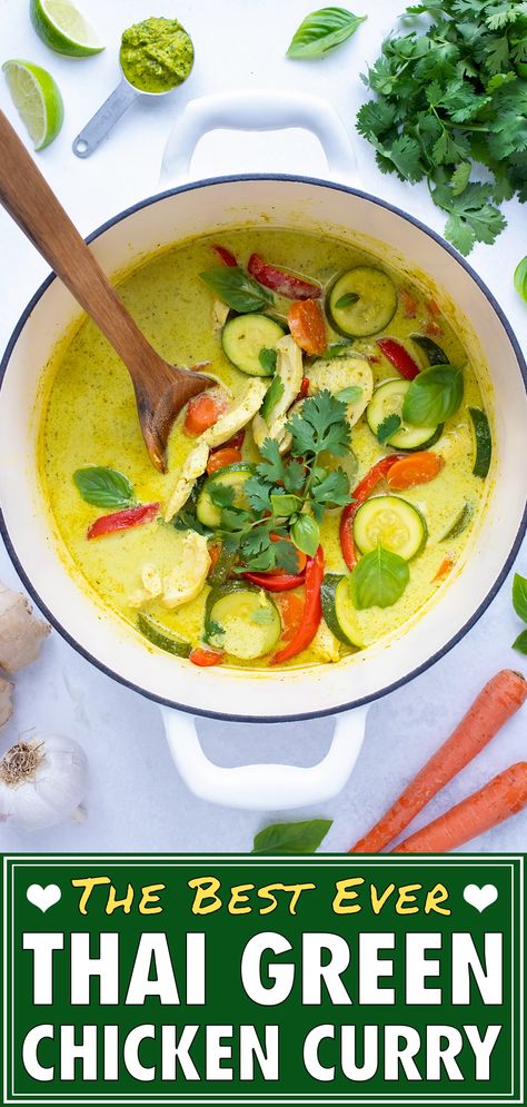 Green Thai Soup Recipes, Avocado Curry Thai, Green Curry Soup, Thai Green Curry Recipe, Thai Green Curry, Green Curry Paste Recipe Dinners, Easy Green Curry Chicken, Thai Green Curry Recipe Chicken, Thai Green Curry Chicken