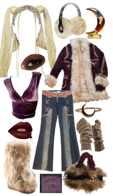 Helena Clawson (Winter Fit) outfit ideas | "I've been down the darkest alleys, saw the dark side of the moon to get to you."- Selena gomez #monsterhigh #monsterhighoc #werewolf #lunar #whimisgoth #moon #winter #fur #cozy #euphoria #wolf Howleen Wolf Inspired Outfit, Howleen Wolf Aesthetic Outfit, Lunar Outfits, Werewolf Style Outfits, Werewolf Outfit Aesthetic, Werewolf Clothing Aesthetic, Werewolf Outfit, Werewolf Aesthetic Outfit, Wolf Outfit