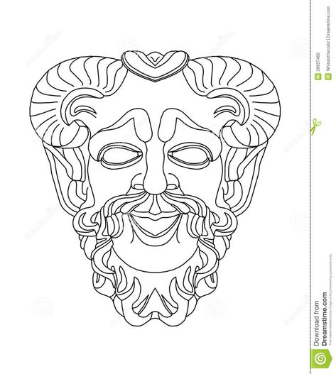 Greek Theatrical Mask Of Satyr Stock Illustration - Illustration of cover, facial: 28937460 Satyr Drawing, Theatrical Mask, Greek Crafts, Ancient Greek Theatre, Mask Drawing, Theatre Masks, Ancient Greek Art, Illustration Art Design, Art Basics