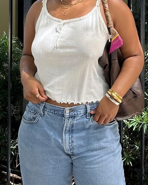 Summer Fits Midsize, Fits Midsize, Aerie Jeans, Thrifted Pieces, Casual Outfit Summer, Bag Longchamp, Laid Back Outfits, Midsize Fashion, Coach Jewelry